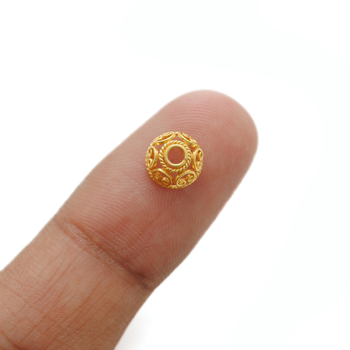 Solid 18k Gold Spacer Beads Cap 7.50mm DIY Craft Jewelry