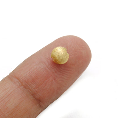 6mm Solid 18K Yellow Gold Round Spacer Bead Brush Finish (1pc) for Jewelry Making