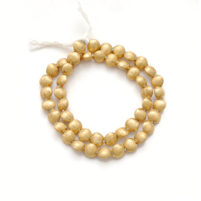 6mm Solid 18K Yellow Gold Round Spacer Bead Brush Finish (1pc) for Jewelry Making