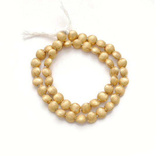 6mm Solid 18K Yellow Gold Round Spacer Bead Brush Finish (1pc) for Jewelry Making