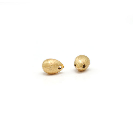 Solid 18K Yellow Gold Teardrop Spacer Beads, Minimalist Jewelry Making Supply 1pc