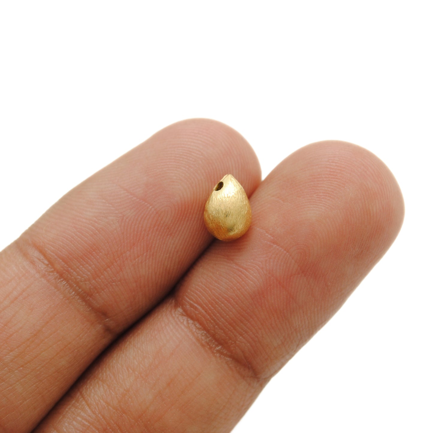 Solid 18K Yellow Gold Teardrop Spacer Beads, Minimalist Jewelry Making Supply 1pc