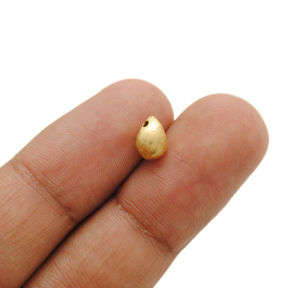 Solid 18K Yellow Gold Teardrop Spacer Beads, Minimalist Jewelry Making Supply 1pc