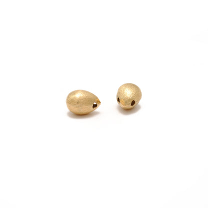 Solid 18K Yellow Gold Teardrop Spacer Beads, Minimalist Jewelry Making Supply 1pc
