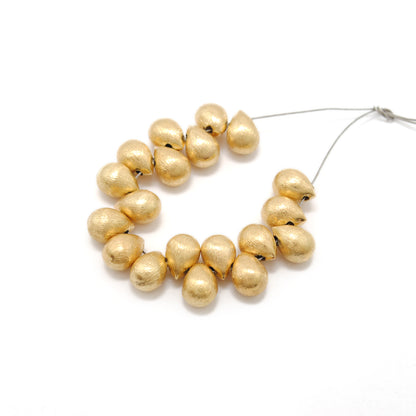 Solid 18K Yellow Gold Teardrop Spacer Beads, Minimalist Jewelry Making Supply 1pc