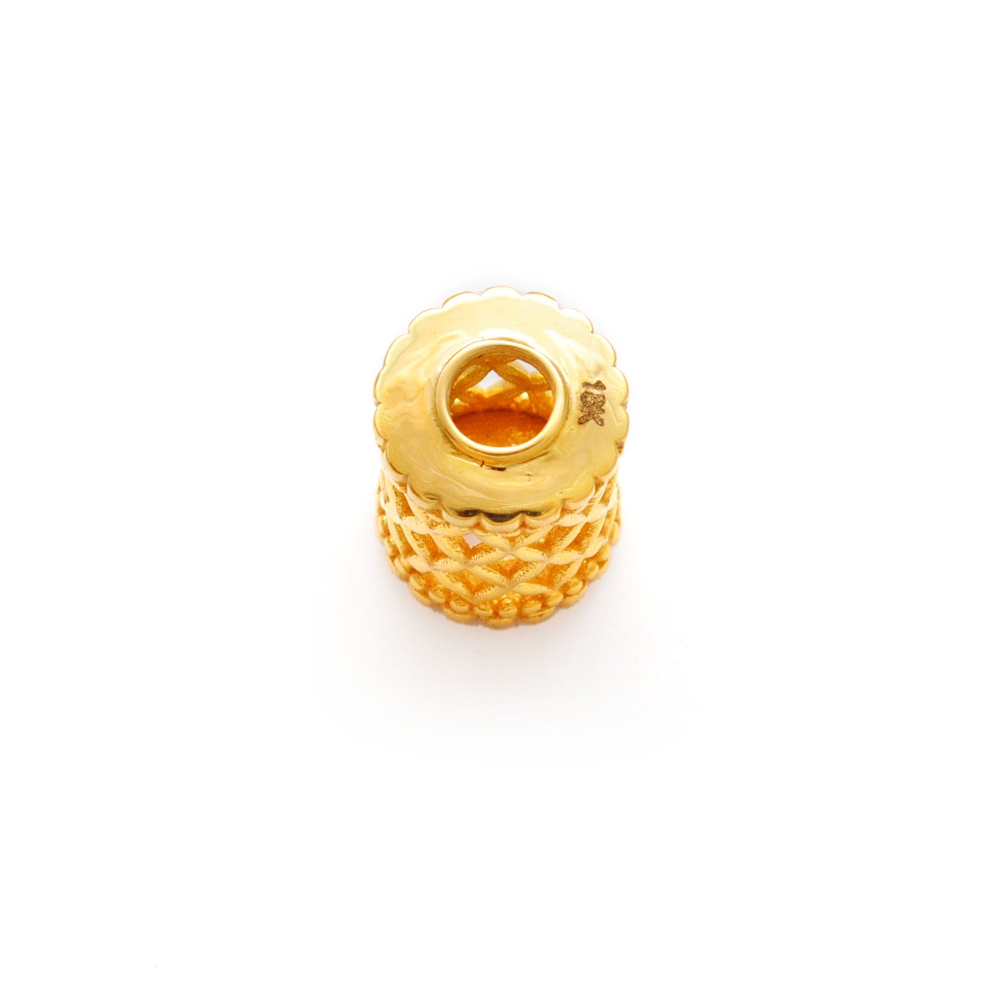 18k Yellow Gold Mesh Drum Spacer Beads Findings