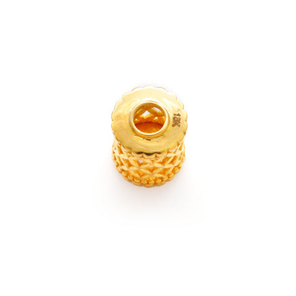 18k Yellow Gold Mesh Drum Spacer Beads Findings