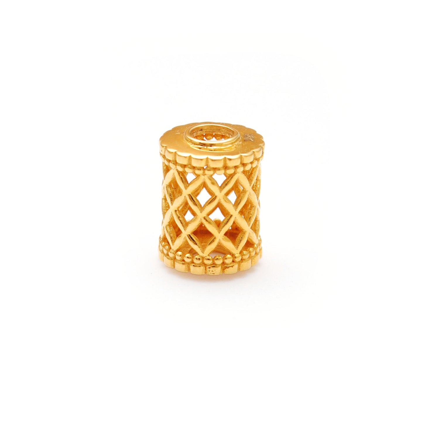 18k Yellow Gold Mesh Drum Spacer Beads Findings