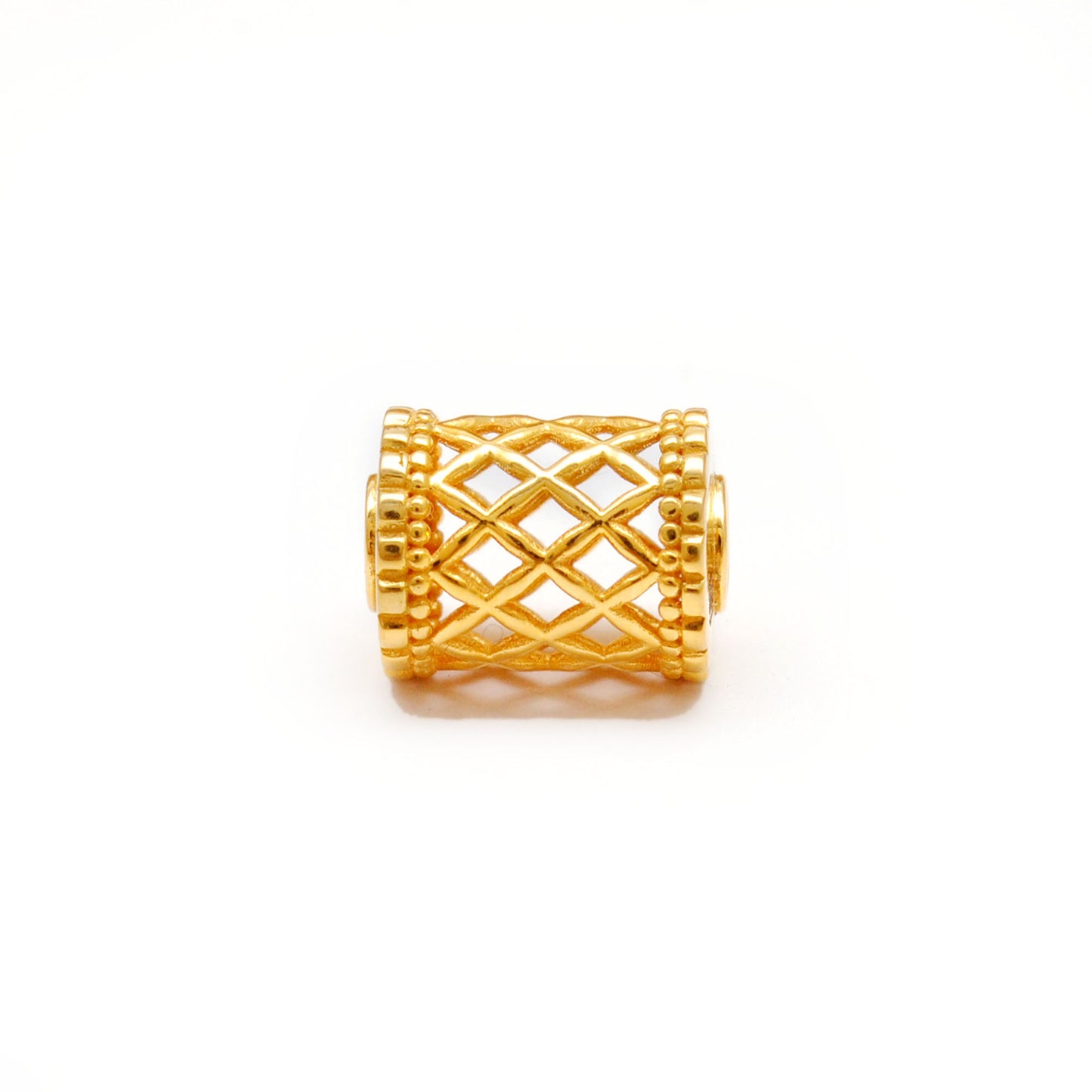18k Yellow Gold Mesh Drum Spacer Beads Findings