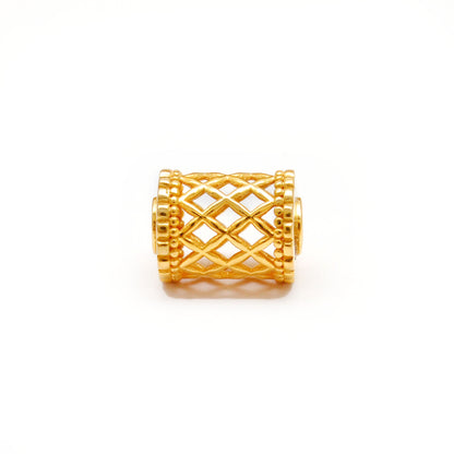 18k Yellow Gold Mesh Drum Spacer Beads Findings