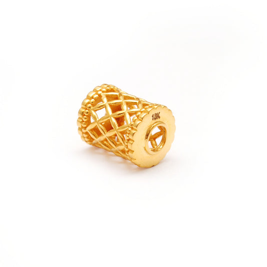 18k Yellow Gold Mesh Drum Spacer Beads Findings