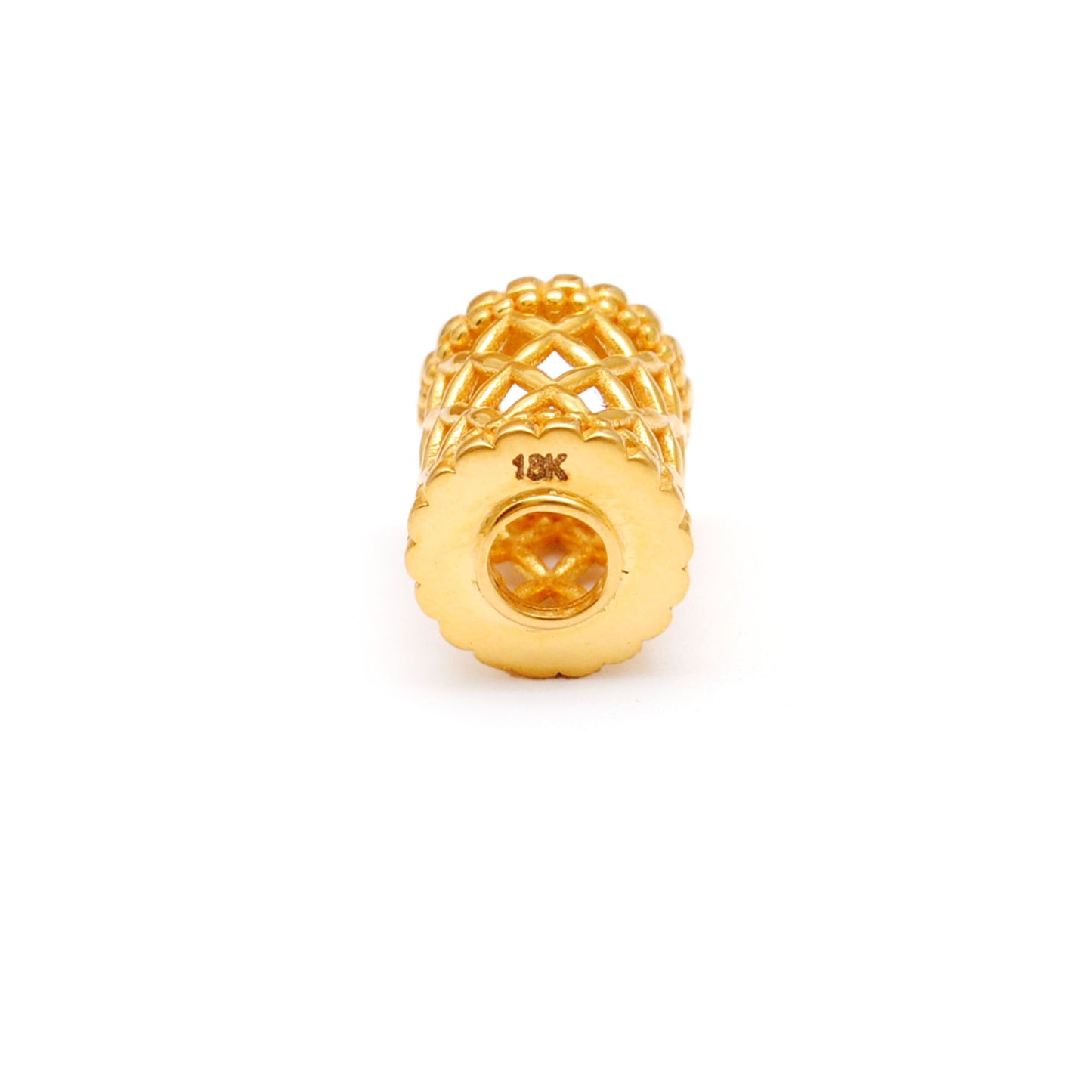 18k Yellow Gold Mesh Drum Spacer Beads Findings