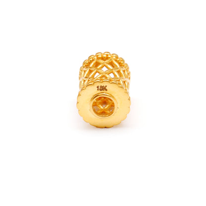 18k Yellow Gold Mesh Drum Spacer Beads Findings