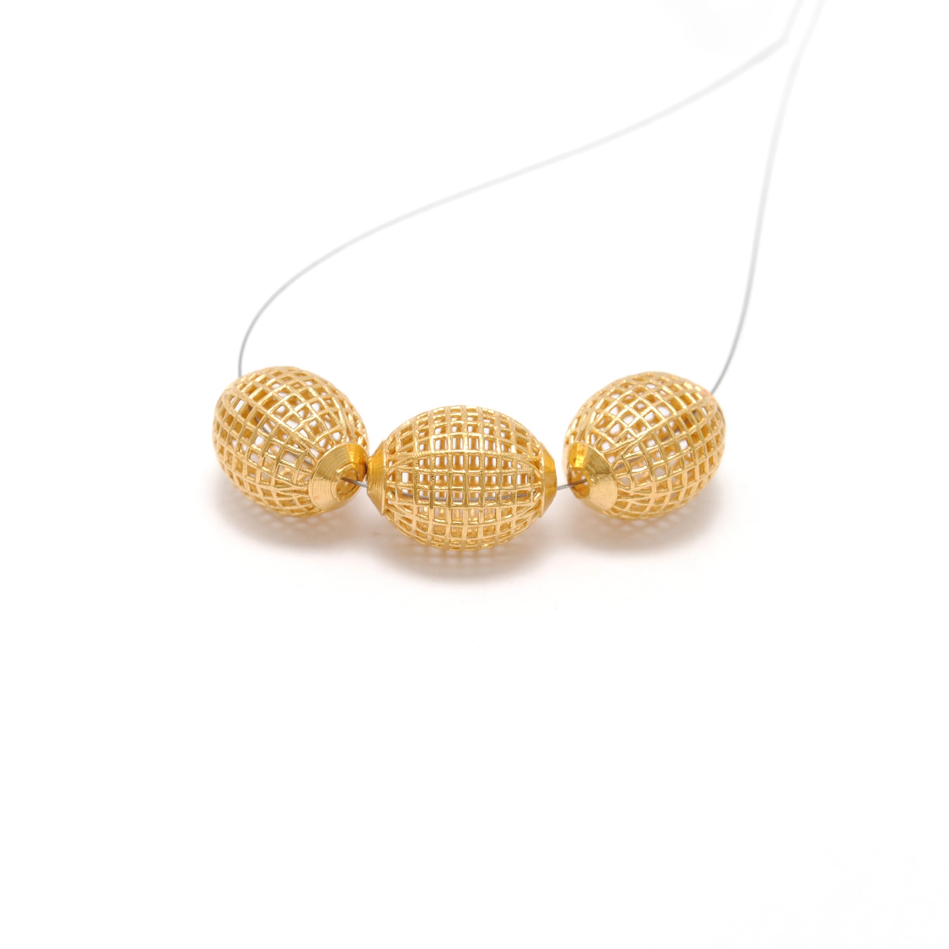 18K gold handmade designer oval bead, elegant jewelry finding for DIY making, ideal for necklaces, bracelets, and custom designs