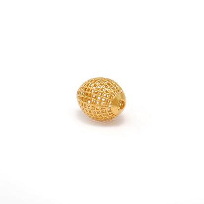 18K gold handmade designer oval bead, elegant jewelry finding for DIY making, ideal for necklaces, bracelets, and custom designs