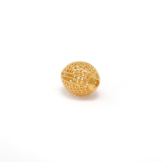 18K gold handmade designer oval bead, elegant jewelry finding for DIY making, ideal for necklaces, bracelets, and custom designs