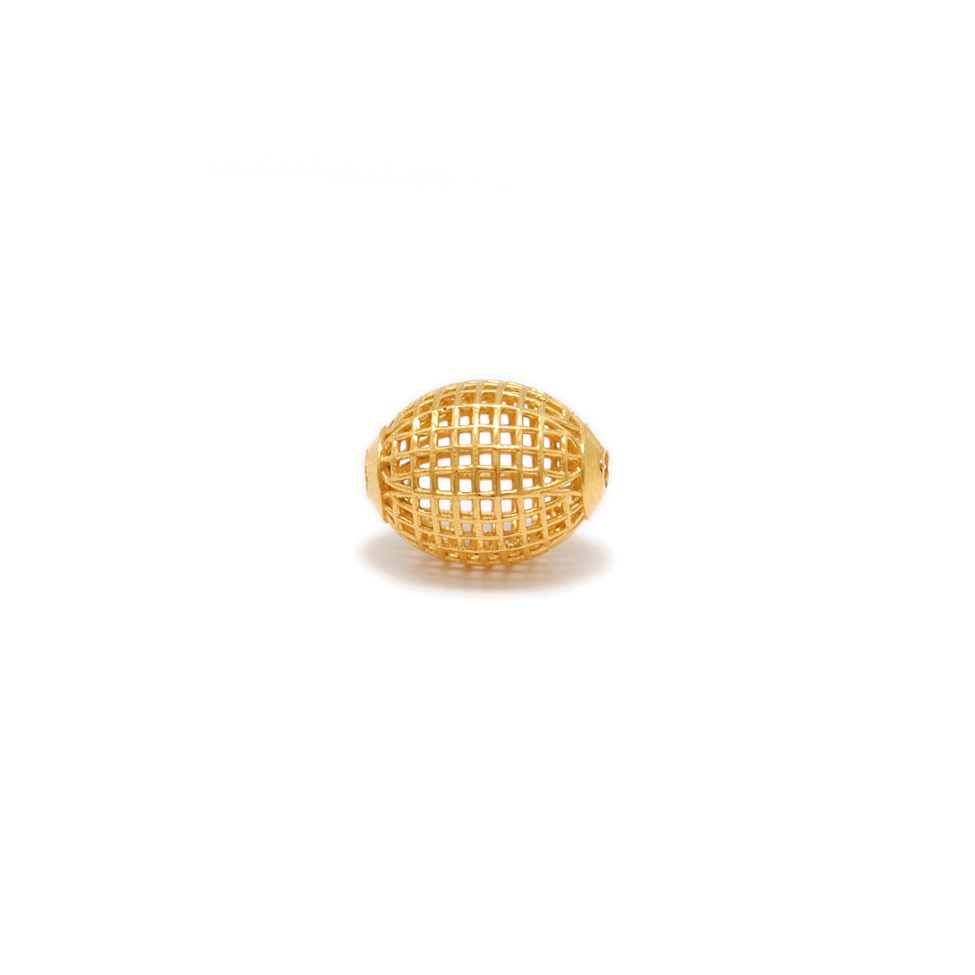 18K gold handmade designer oval bead, elegant jewelry finding for DIY making, ideal for necklaces, bracelets, and custom designs