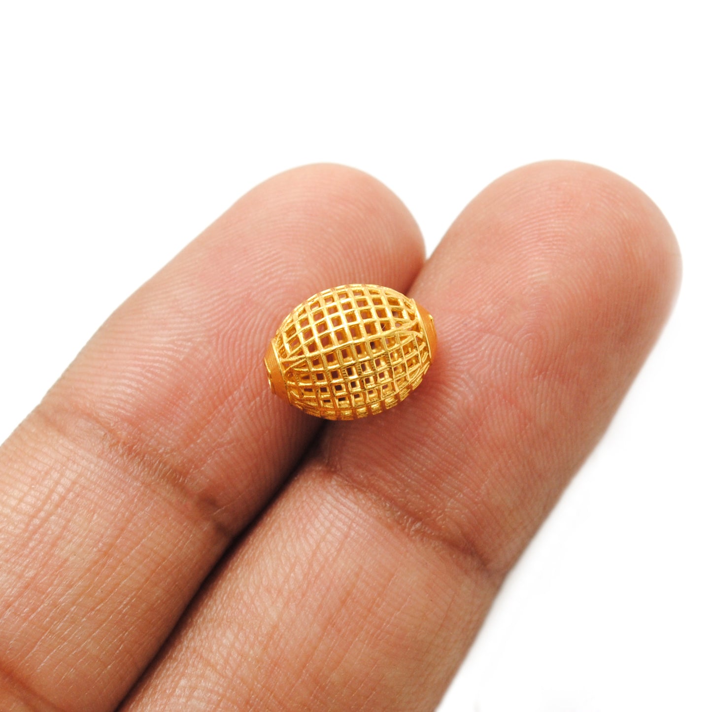 18K gold handmade designer oval bead, elegant jewelry finding for DIY making, ideal for necklaces, bracelets, and custom designs