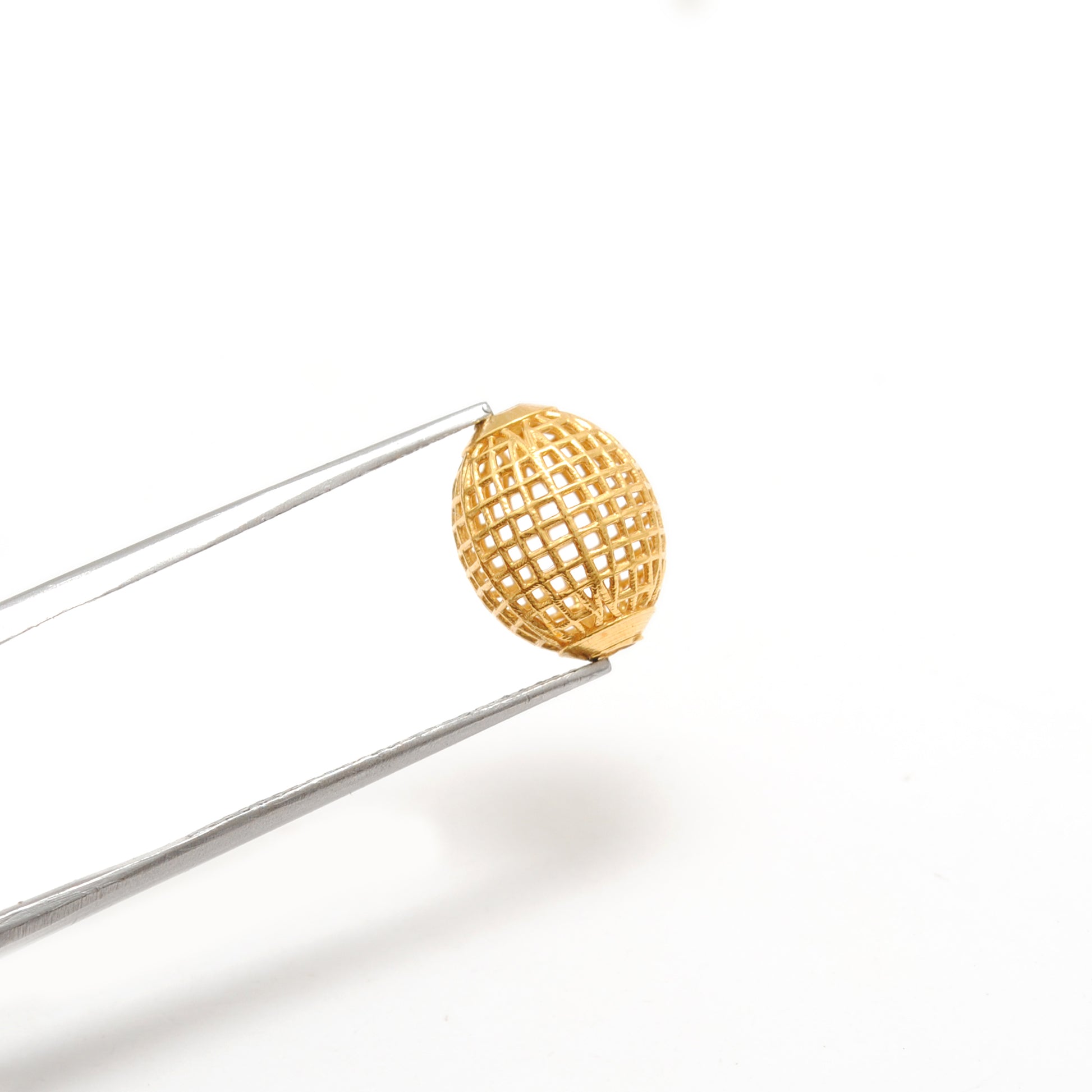 18K gold handmade designer oval bead, elegant jewelry finding for DIY making, ideal for necklaces, bracelets, and custom designs