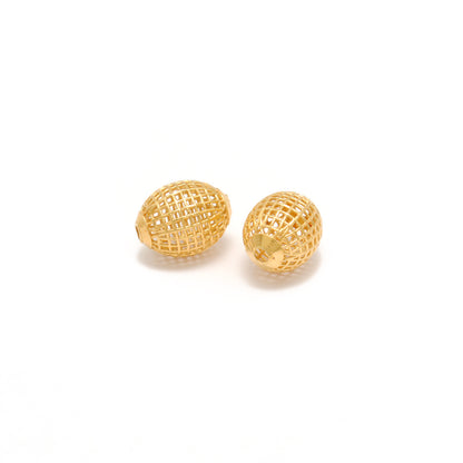 18K gold handmade designer oval bead, elegant jewelry finding for DIY making, ideal for necklaces, bracelets, and custom designs