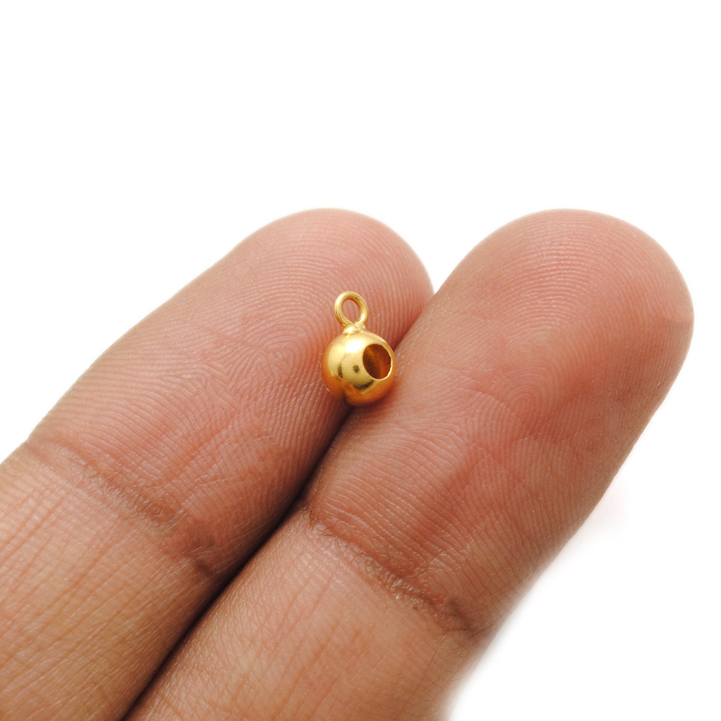 18K Solid Gold Dangling Ball Charm Bead – Handmade Jewelry Finding (1pc)