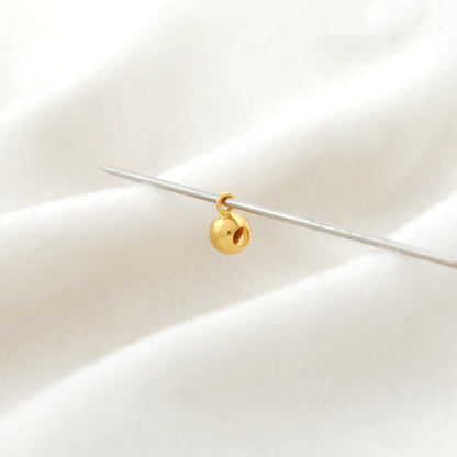 18K Solid Gold Dangling Ball Charm Bead – Handmade Jewelry Finding (1pc)