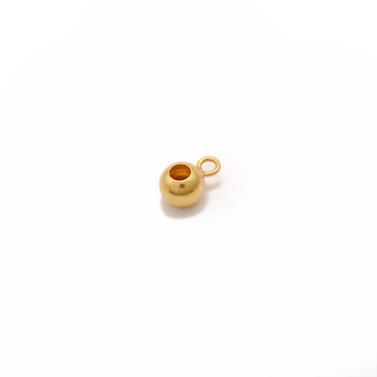 18K Solid Gold Dangling Ball Charm Bead – Handmade Jewelry Finding (1pc)