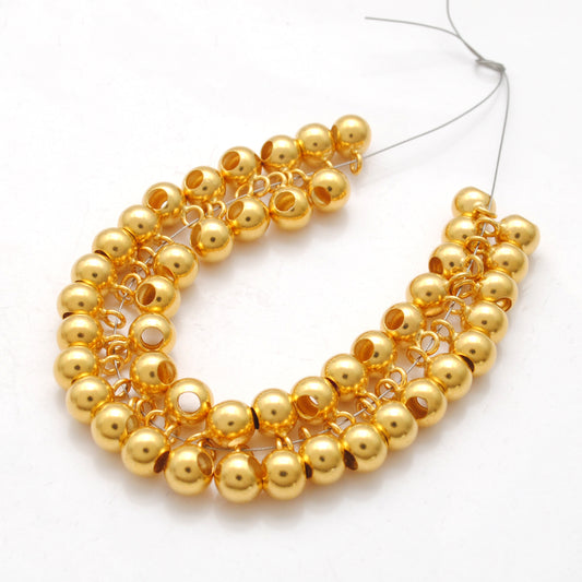 18K Solid Gold Dangling Ball Charm Bead – Handmade Jewelry Finding (1pc)