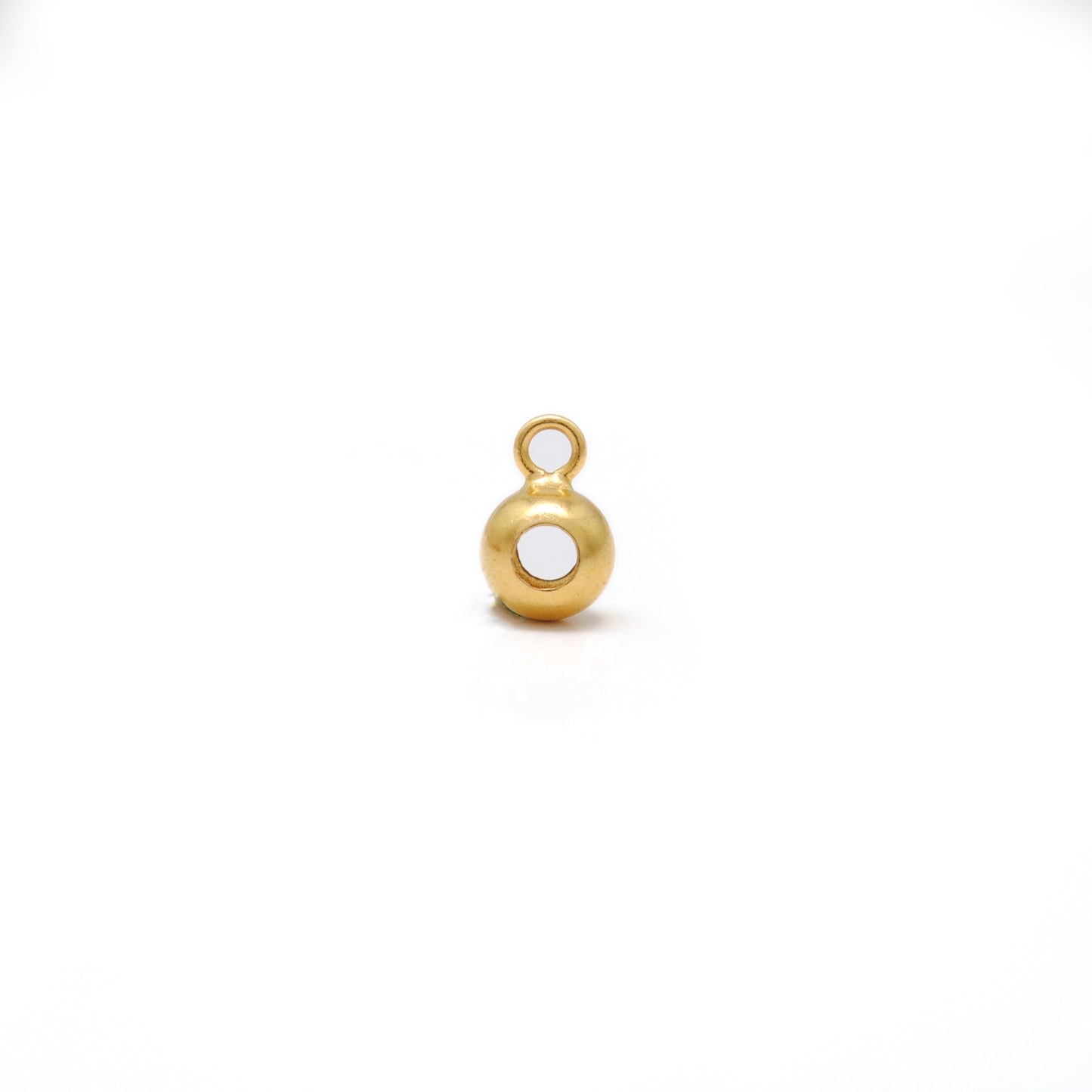 18K Solid Gold Dangling Ball Charm Bead – Handmade Jewelry Finding (1pc)