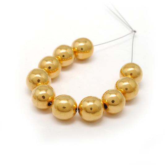 9mm Solid 18k Gold Round Ball Beads DIY Craft For Necklace Bracelet
