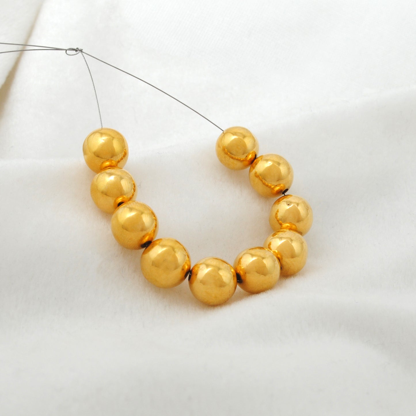 9mm Solid 18k Gold Round Ball Beads DIY Craft For Necklace Bracelet
