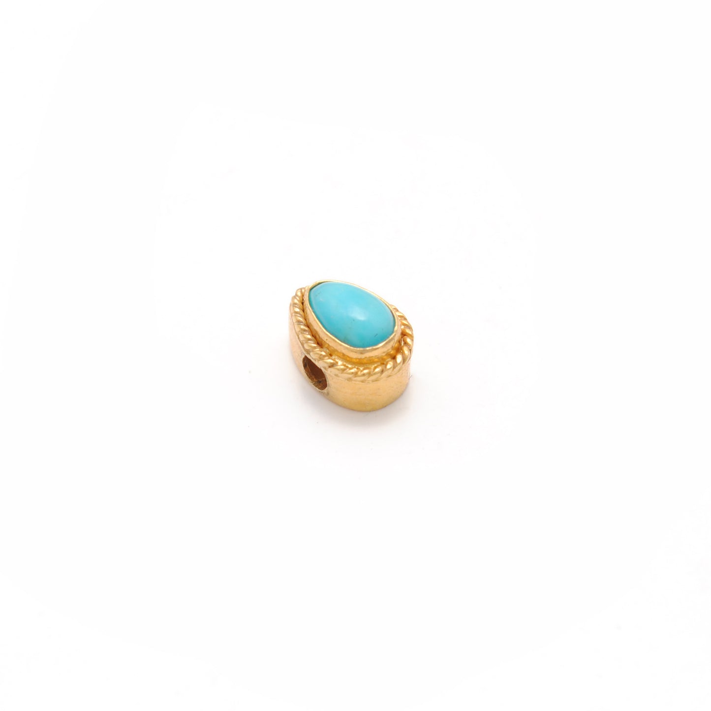 18K solid gold spacer bead studded with stone, elegant jewelry finding for DIY craft, ideal for bracelets and necklaces