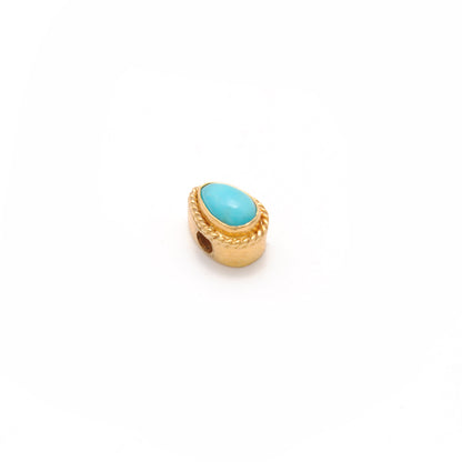 18K solid gold spacer bead studded with stone, elegant jewelry finding for DIY craft, ideal for bracelets and necklaces