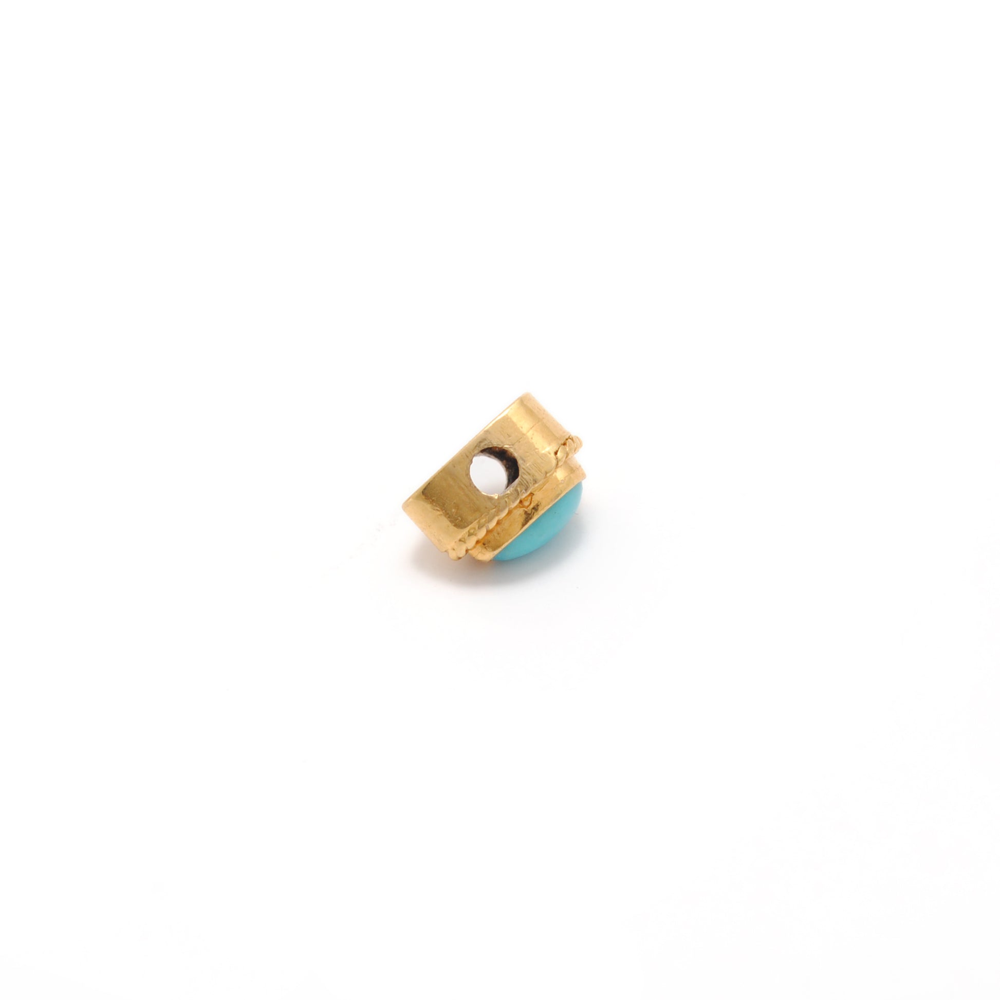 18K solid gold spacer bead studded with stone, elegant jewelry finding for DIY craft, ideal for bracelets and necklaces