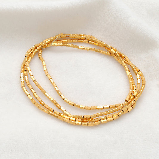 18K Solid Gold Beads Findings – DIY Jewelry Making for Necklace & Bracelet (Pack of 4)