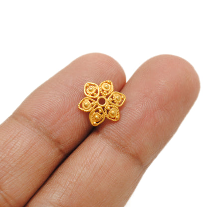 Filigree 18k Gold Beads Cap Flower DIY Craft Findings 1Pc