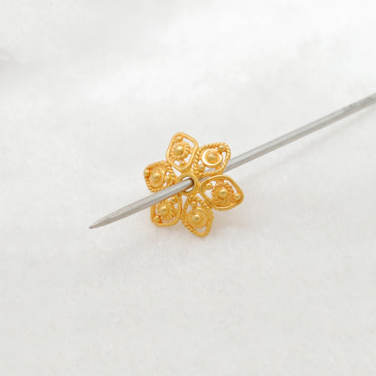 Filigree 18k Gold Beads Cap Flower DIY Craft Findings 1Pc