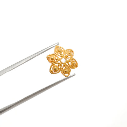 Filigree 18k Gold Beads Cap Flower DIY Craft Findings 1Pc