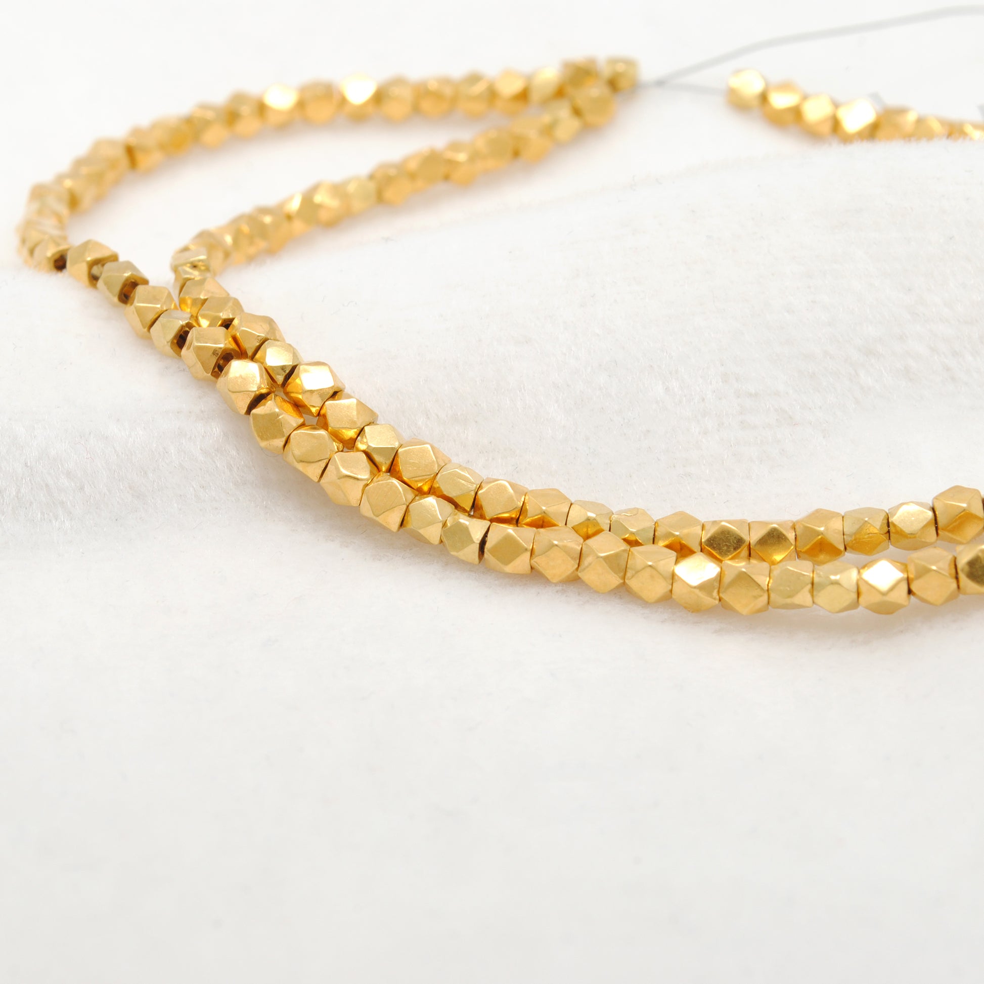 3mm 18K solid yellow gold diamond cut spacer beads, faceted finish for sparkle, jewelry making supply pack of 2