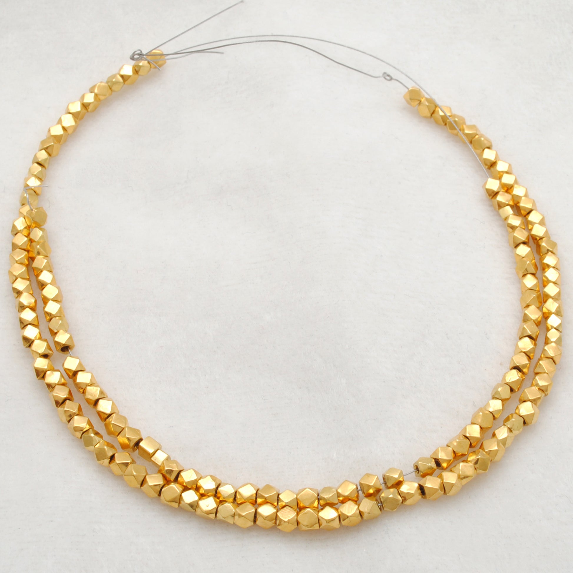 3mm 18K solid yellow gold diamond cut spacer beads, faceted finish for sparkle, jewelry making supply pack of 2