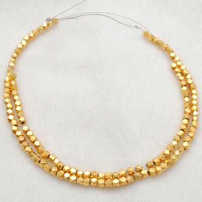 3mm 18K solid yellow gold diamond cut spacer beads, faceted finish for sparkle, jewelry making supply pack of 2