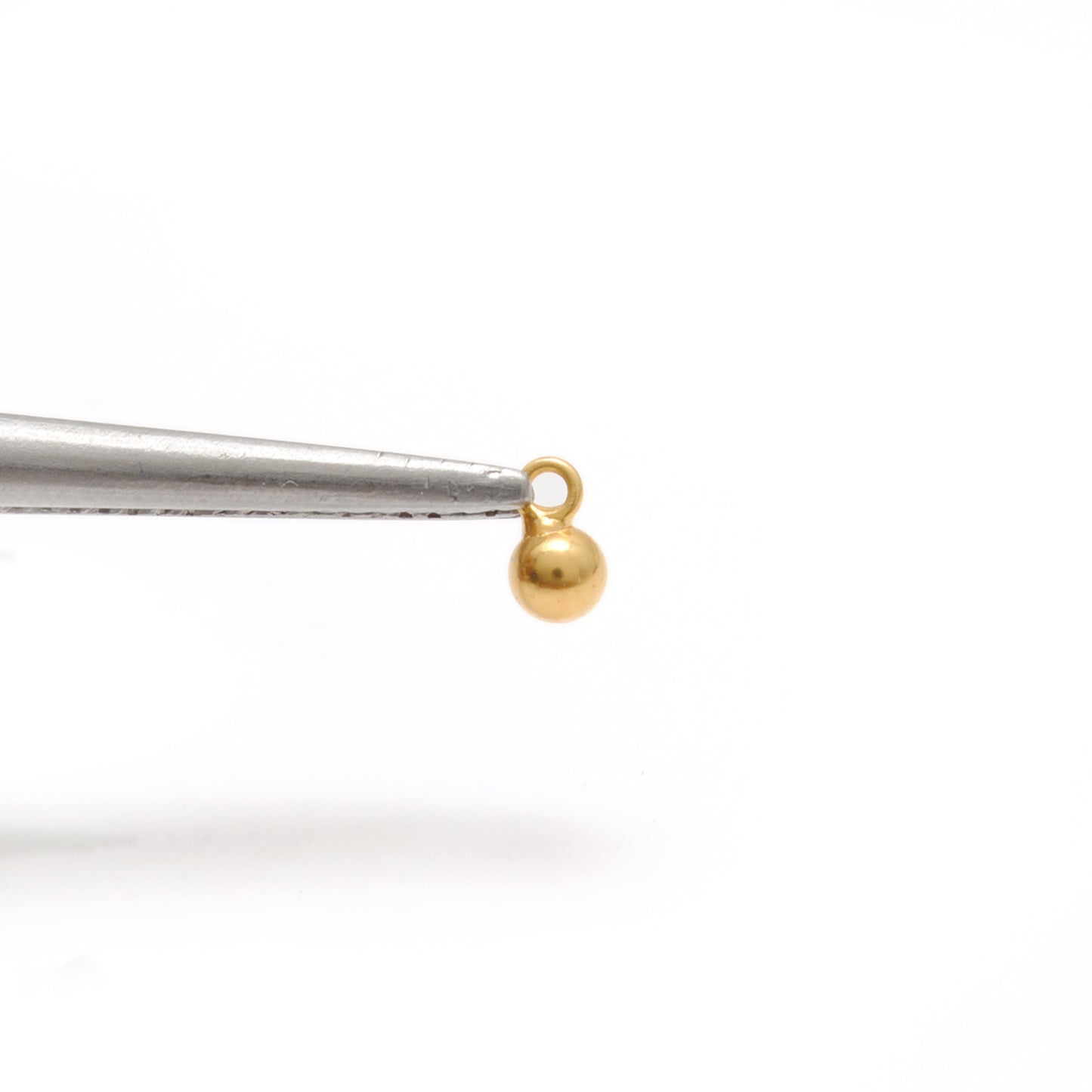 Dangling Ball Charm 18K Solid Gold Gold Bead Finding for Necklace Pack Of 4