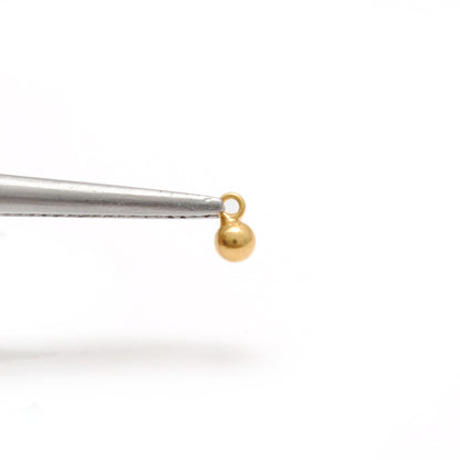 Dangling Ball Charm 18K Solid Gold Gold Bead Finding for Necklace Pack Of 4