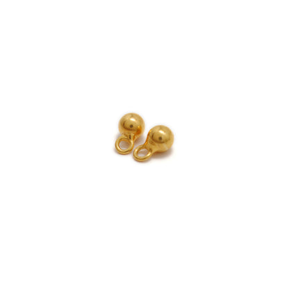 Dangling Ball Charm 18K Solid Gold Gold Bead Finding for Necklace Pack Of 4