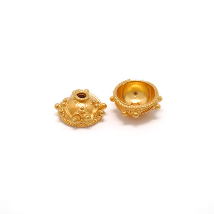 18K Gold Flower Bead Cap – Elegant Antique Jewelry Spacer End Cap