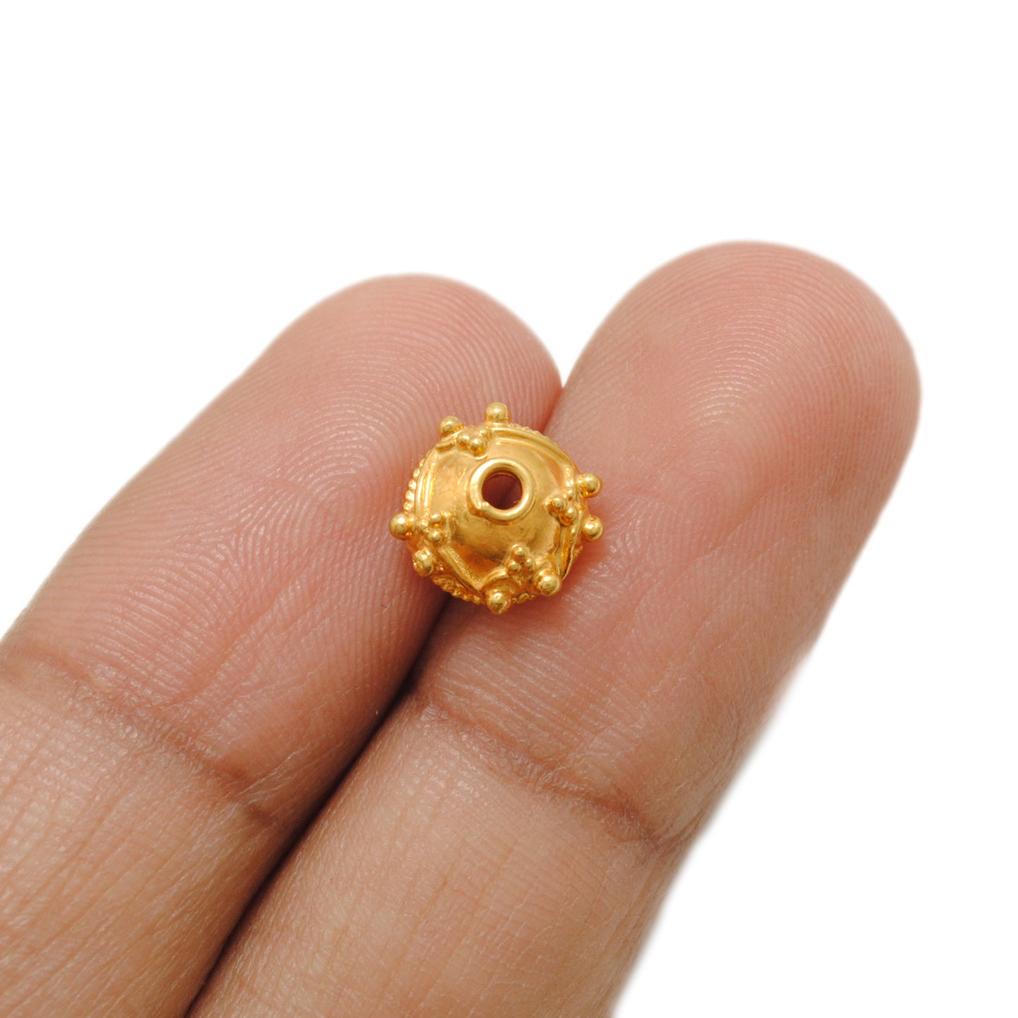 18K Gold Flower Bead Cap – Elegant Antique Jewelry Spacer End Cap