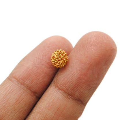 18k Gold Spacer Ball Beads Spike DIY For Making Bracelet Necklace 1pc