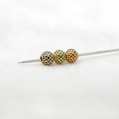 6mm 18k Solid Gold Round Beads | Enamel Spacer Beads for Jewelry
