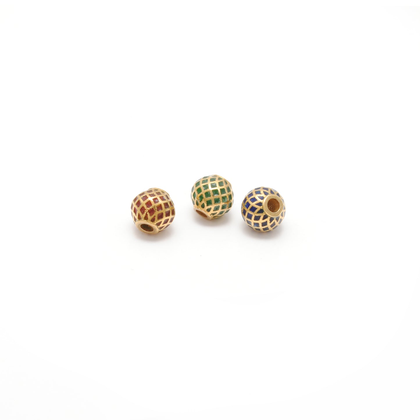 6mm 18k Solid Gold Round Beads | Enamel Spacer Beads for Jewelry