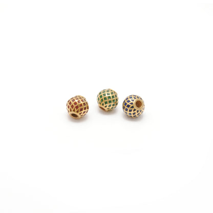 6mm 18k Solid Gold Round Beads | Enamel Spacer Beads for Jewelry